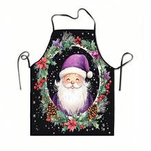 1pc Christmas Santa Claus, Christmas Bell, Christmas Snowflake, Christmas Reindeer, Christmas Tree, Christmas Snowman, Christmas Penguin, Christmas Cartoon Animal Pattern Chef Apron, Apron, Suitable For Home Decor And Kitchen Use. Made Of 100% Polyester Material, Designed As Sleeveless Style, Perfect For Home Kitchen, Outdoor BBQ Cooking. This Printed Apron Is Unisex, Machine Washable And Reusable, An Essential Kitchen Item - Multicolor - View 15
