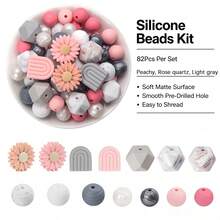 10 Colors Available | 82Pcs/Set Assorted Silicone Beads Set, Daisy & Arch Geometric Silicone Beads For DIY Decorative Pen, Bracelets & Handmade Crafts - Daisy Arch Mixed Set - View 14