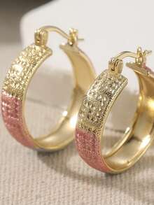 Vintage Copper Gold Three-Color Greek Pattern Earrings - Thick & Shiny - For Women - Exquisite Jewelry - Gold - View 6