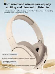 Wireless Headset With Jerry 5.3 Chip, Long Battery Life, Compatible With PC/IPad/Smartphones, For Music And Wireless Gaming - Khaki - View 6