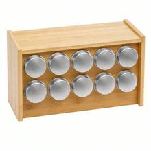 29cm Wood Storage Organizer With 10 Compartments, Round Spice Container For Kitchen Countertop Storage - Redwood - View 4