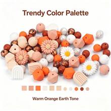 10 Colors Available | 82Pcs/Set Assorted Silicone Beads Set, Daisy & Arch Geometric Silicone Beads For DIY Decorative Pen, Bracelets & Handmade Crafts - Daisy Arch Mixed Set - View 5