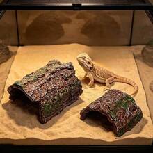 2pcs/Set Resin Hollow Log Aquarium Decoration, Moss Tree Trunk Hiding Cave, Fish And Shrimp Breeding Shelter, Betta Fish Hiding House, Fish Tank Landscaping Decor Accessories - Multicolor - View 1
