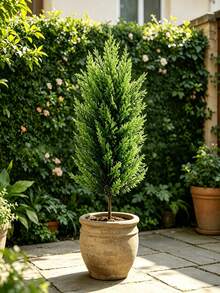 1pc Artificial Pine Tree, Faux Greenery With Natural Trunk, Pointed Base Design For Direct Planting, Low Maintenance Yard Landscaping, Home Decor, Holiday Atmosphere, Pot Not Included (3 Shovels Need To Be Purchased Separately) - Multicolor - View 2