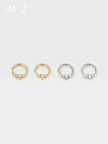 1pc 925 Sterling Silver 16G Pear-Shaped Zirconia Double Diamond Seamless Hoop Earring - Cartilage Hoop, Helix Hoop, Nose Ring, Septum Ring, Seamless Clicker Earring, Mini Earring, Tragus Hoop, Cartilage Hoop, Helix Piercing Ring, Silver Seamless Cartilage Earring, Suitable For Men And Women Daily Wear - Pear-shaped Double Diamond - View 4