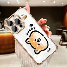 1-Piece Phone Case - Cartoon Round-Face Shiba Inu Pattern, Four-Corner Anti-Drop Plated Frame Phone Case, Smartphone Protective Case, Compatible With Apple 17 16 15 14 13 12 11 Plus/Pro/Max, Pixel 7 8 9 10 A/Pro. This TPU Material Phone Case Protects Your Phone From All Angles And Is An Ideal Gift For Friends, Partners, And Family. - Silver - View 11