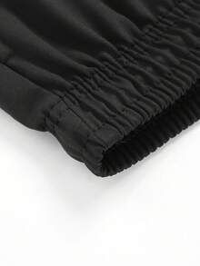 Women's High Waist Drawstring Cuffed Jogger Pants, Casual Sports Street Style Sweatpants Black - Black - View 6