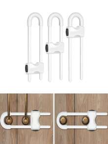 Adjustable U-Shaped Baby Safety Lock, Suitable For Drawers, Refrigerators, Cabinets | Modern Baby Proofing Cabinet Lock With Extra Security Latch - Multicolor - View 2