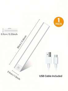 1pc Wireless LED Motion Sensor Light, 3 Color Modes, USB Rechargeable, Ultra-Thin Smart LED Cabinet Light With Charging Cable, Suitable For Cabinet, Kitchen, Bedroom, Stair Lighting - White - View 14