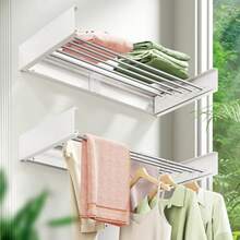 ZdwCyl - Estante de secado para ropa de pared de 32 pulgadas, plegable, soporte de pared, estante de secado para ropa, ahorrador de espacio, retráctil, plegable, color blanco - Blanco - Ver 3