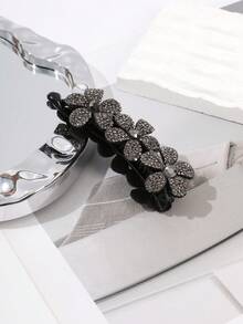 1 pieza Elegante pinza para el cabello con diseño floral de plátano, vintage, para moño alto en la parte trasera de la cabeza, elegante accesorio para el cabello para mujeres - Gris oscuro - Ver 3