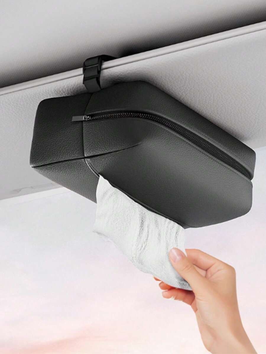 Car Seat Back Hanging Tissue Box, Multi-Function Storage Bag, Sun Visor Tissue Storage Bag, Portable Universal, Suitable For Men And Women - Tissue Box - View 1