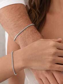 FORVER QUEEN 1PC Sterling Silver Box Chain Bracelet For Men 2mm Box Chain Link Braclets Silver Jewelry Gift For Men Women - Box Chain Bracelet - View 1