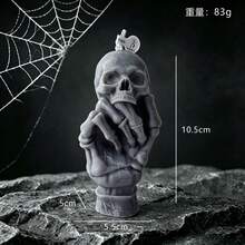 Halloween Party Decoration, Gothic Style Skeleton Hand Holding Rose Shaped Scented Candle, Dark Romantic Halloween Tabletop Decor Ornament, Holiday Party Photo Prop, Niche Halloween Gift - Halloween Skeleton Holding Rose Scented Candle - View 6