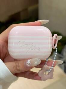 Ins-Style Pro 3/2/3/4 Protective Case, 4 Korean Minimalist Pink Striped English Wireless Bluetooth Apple 1/2 Earphone Cover, Silicone 5 Women's - Baby Pink - View 1