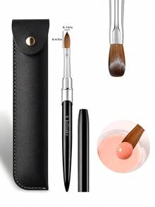1PC Size 2-18 Kolinsky Acrylic Nail Brush With Leather Case, Professional Sable Nail Art Brush For Acrylic Powder & Extension Gel - Black - View 19