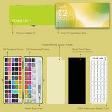 50/72/90/100 Colors Watercolor Paint Set - Portable Concentrated Powder Pigments For Writing, Painting And Art Creation - Includes Color Mixing Chart And Sturdy Storage Box - Back To School, School Supplies - Multicolor - View 18