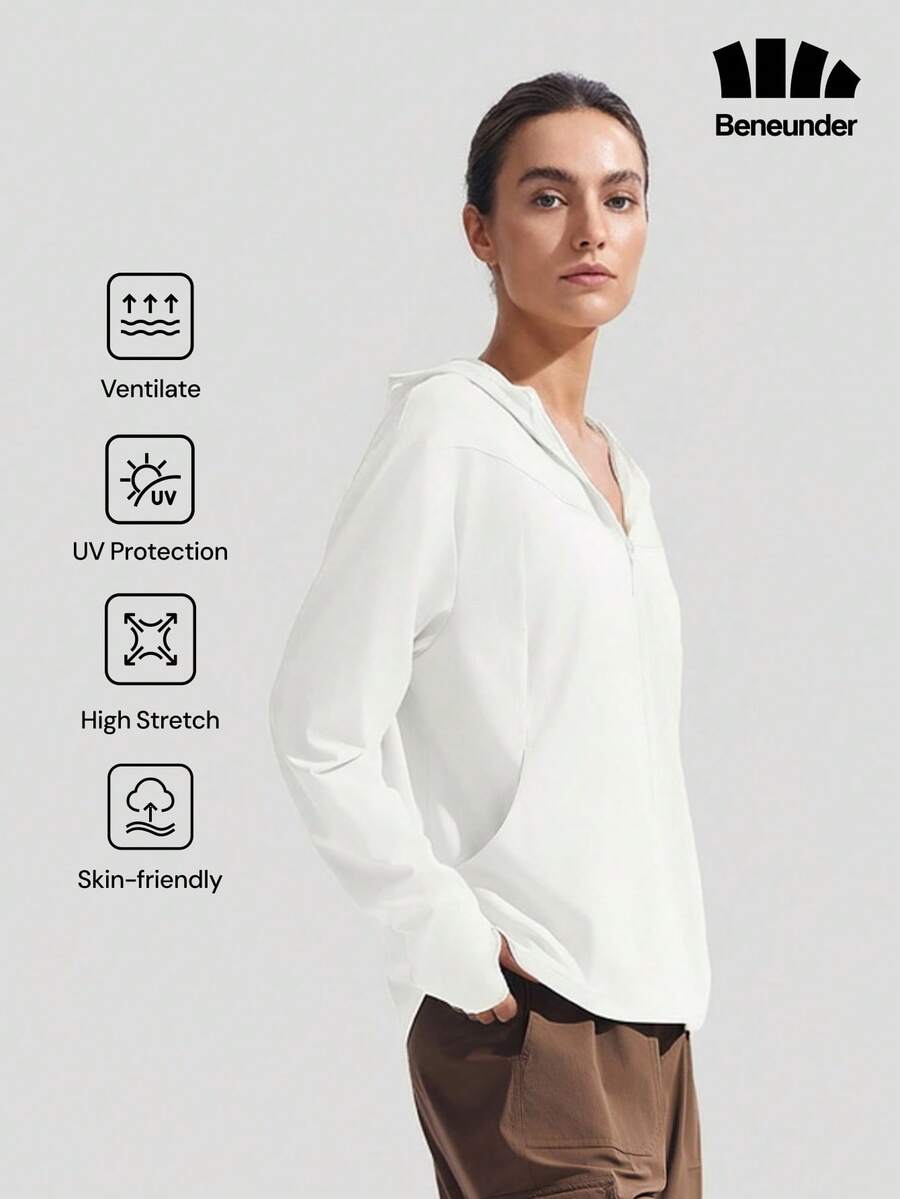 Beneunder Women's Cooling Sun-Protective Jacket (Loose Fit) AL010 - White - View 1