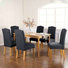 AMOROSA 6 Pieces Universal Elastic Washable Dustproof Dining Chair Covers For Kitchen, Living Room, Hotel, And Events - Black - View 8