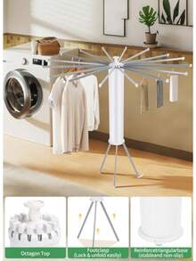 Gugxiom Tendedero Trípode, Tendedero Plegable Portátil, Soporte para Ropa de Interior y Exterior, Ahorra Espacio, para Balcón Dormitorio Lavandería Viaje - Blanco - Ver 4