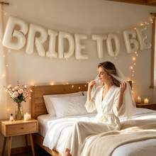 9件組 16英吋奶油白色「BRIDE TO BE」字母氣球，婚禮派對裝飾，適合新娘婚前派對、訂婚儀式與夏季活動，婚禮佈置 - 查看 6
