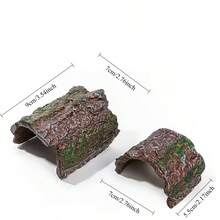 2pcs/Set Resin Hollow Log Aquarium Decoration, Moss Tree Trunk Hiding Cave, Fish And Shrimp Breeding Shelter, Betta Fish Hiding House, Fish Tank Landscaping Decor Accessories - Multicolor - View 2