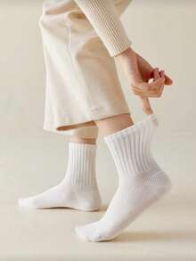5/10 Pairs Men's Pure Cotton Mid-Calf Socks, High Elasticity, Antibacterial, Odor-Resistant - Multicolor - View 2