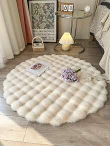1 pieza Alfombra redonda de burbuja de felpa beige, suave y esponjosa, diseño de unicolor minimalista, adecuada para dormitorio, sala de estar, vestidor, tocador, ventana mirador, alfombra pequeña apta para mascotas, alfombra decorativa - Multicolor - Ver 14