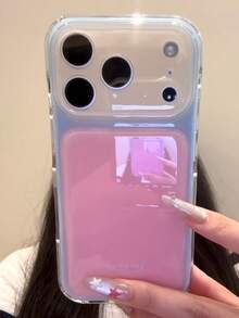 Ins Korean Cream Style Minimalist Contrast Color 17/17 Pro Max/16/16 Pro/15 Phone Case, New Premium Silicone Full Coverage Shockproof Soft Protective Shell With Camera Lens Protection For Women - Pink - View 2