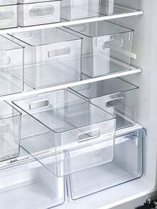 Transparent Stackable Storage Organizer Box With Built-In Handle, Clear PET Storage Tray, Suitable For Refrigerator, Cabinet, Bathroom Vanity, Office Desk, Home Countertop Storage - Multicolor - View 8