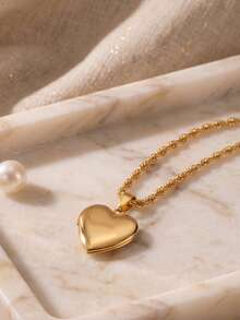 1PC Customized Heart-Shaped Photo Locket Necklace, Engraved Open-Cover Box Pendant, Twisted Chain, Pet Memorial Jewelry, Personalized Picture Locket - Style 4 (Twisted Chain) - View 7