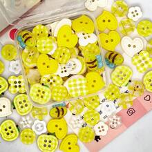 11/22/33/44/55/66/77/88/99Pcs Yellow Series Random Mixed Resin Buttons, Bee Apple Heart Shaped Decorative Sewing Buttons, DIY Accessories For Doll Clothes, Scrapbooking Crafts, Random Style - Multicolor - View 7