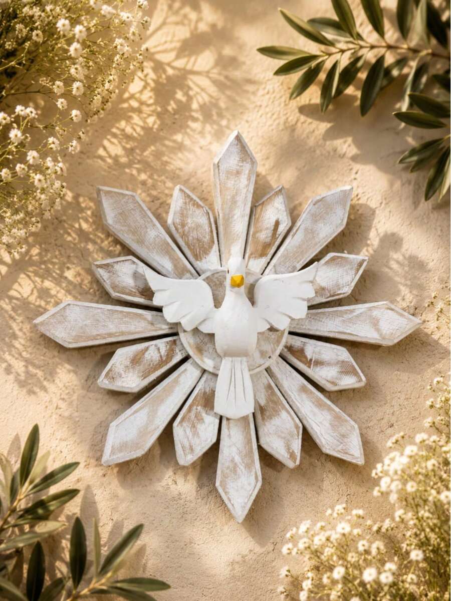 Divino Espirito Santo Pintado A Mão 29 Cm Em Madeira - 1PC - Visão 1