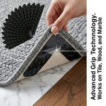 [4/8/16/32pcs] Wood Floor Carpet Stickers, Area Rug Stickers, Non-Slip Carpet Corner Clips, Used To Fix Kitchen And Bedroom Carpets, Removable Non-Slip Carpet Pads - Black - View 6
