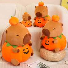 Halloween Pumpkin Capybara Plush Toy, Soft Plush Stuffed Doll, Ghost Pumpkin Doll Pillow, Halloween Party Ornament, Children's Exchange Gift - Multicolor - View 4