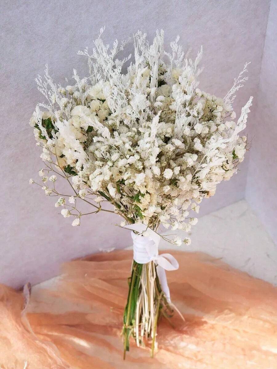 1 Bouquet Mixed Artificial Flowers With Baby's Breath, Eucalyptus And Lavender, Faux Flowers For Wedding Decoration, Tabletop Centerpieces, Home Decor, DIY Floral Arrangements, Vase Fillers, Wedding Bouquets And Party Flowers - White 2 - View 1
