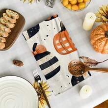 2/4/48pcs Autumn Series Striped Bow Pumpkin Pattern Printed Kitchen Towels - Super Soft, Highly Absorbent Polyester Dishcloths And Hand Towels, Perfect For Holiday Decor, Kitchen Decor, Party Decor - Multicolor - View 11