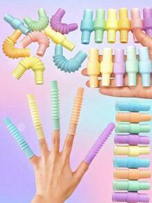 5/10/20Pcs Pop Tubes Random Color Sensory Toys, Fingertip Tubes Christmas Gifts, Connectable, Assembled And Stretchable - Multicolor - View 1