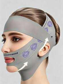 1pc Unisex Adjustable V-Shaped Reusable Face Cover Strap, Seamless Printed Design, Breathable Nylon Fabric - Pink - View 10