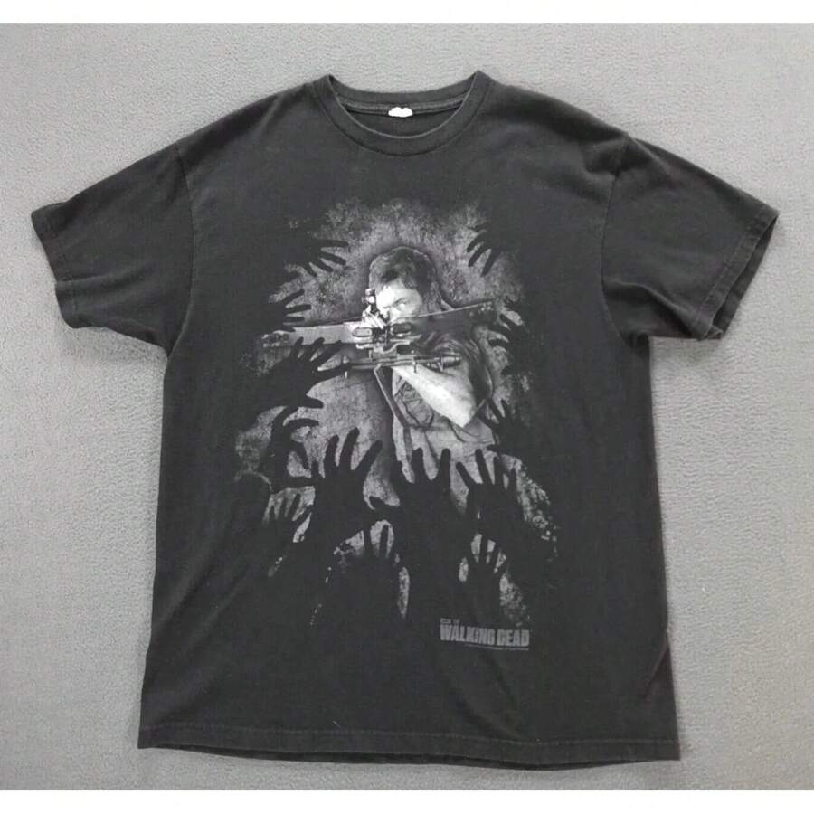 Men'S Black T Shirt Size M L Cut Tag - 黑色 - 查看 1
