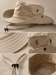1pc Outdoor Travel Camping Bucket Hat, Customized Logo, Summer Sun Protection Hat, Outdoor Hiking Sun Hat For Men - A - View 3
