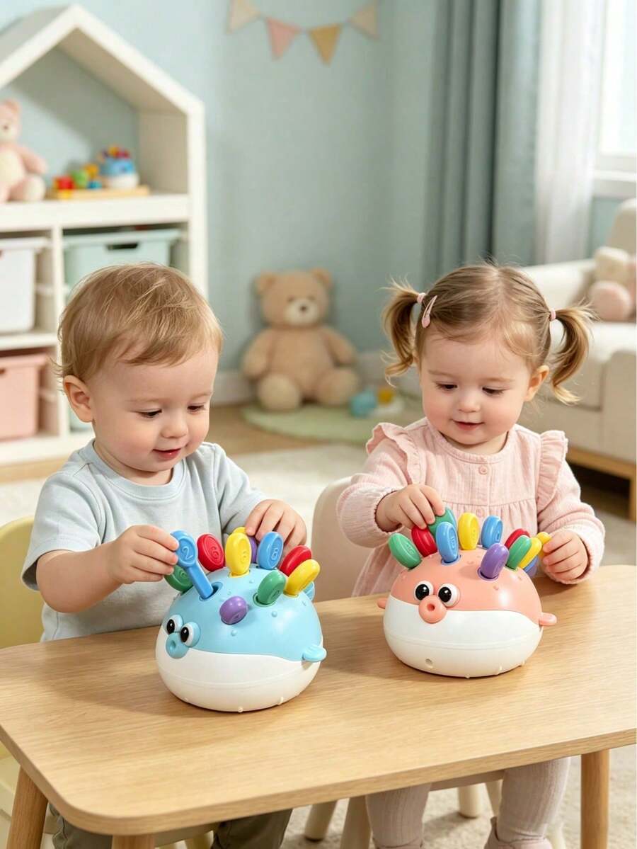 Baby Sorting, Stacking, And Plug-In Toys - Pink Pufferfish - View 1