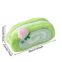 Melon Swiss Roll Plush Pencil Case, Cute & Fun INS Style Stationery Storage, Large Capacity Desktop Organizer Bag, Back To School Plush Pencil Case - Multicolor - View 5