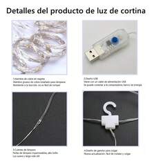 Cortina LED Multicolor Control Remoto 8 Modos USB 3x3m 300 Luces - 1 - Ver 8