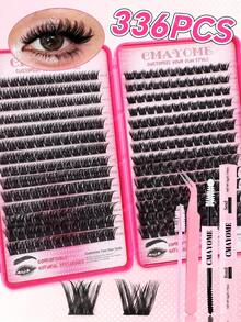 336/392 Clusters 10-18mm Fluffy Cluster False Eyelashes Set, Dense Voluminous Eyelash Extensions, Soft 3D Single Cluster False Eyelashes, Anime Cartoon Japanese Korean Style, Natural Ultra Lightweight, Includes DIY Eyelash Glue And Closure - Multicolor - View 3