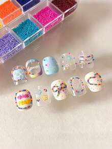 12 Colors/Box Colorful Caviar Beads Nail Art Decorations, Dopamine Mini Beads Heart Shape DIY Decorative Accessories, Suitable For Nail Art Embellishment DIY Accessories - Multicolor - View 7