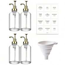 4 Pack Glass Syrup Dispenser With Pump, Multi-Purpose Coffee Syrup Bottle For Coffee Bar, Reusable Pump Container For Oil, Lotion, Hand Soap, Shampoo, Shower Gel & Mouthwash - Clear - View 9