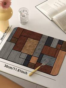 1pc Diatomaceous Earth Kitchen Floor Mat With Patchwork Style Geometric Pattern. The Mat Is Composed Of Multi-Colored Squares, Some Solid And Some With Stripes, Arranged In An Alternating Pattern To Create A Rich And Lively Visual Effect. Luxury Fashion Style Anti-Fatigue Kitchen Rug, Fabric Surface With Absorbent Sponge Core - Multicolor - View 13