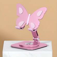 Elegant 360° Adjustable Butterfly-Shaped Aluminum Alloy Phone Stand - Durable Foldable Desktop Holder - Suitable For Phones And Tablets, No Battery Required - Pink - View 7