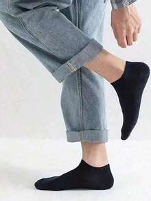 1/5/7/10/20 Pairs Minimalist Basic Men's Ankle Socks. Soft And Lightweight Full-Coverage Low-Cut Ankle Socks, Women's Over-The-Knee Socks And Men's Mid-Calf Socks, Suitable For Sports, Home And Casual. Business Casual Unisex Knee-High Socks And Socks, Black - Black - View 6